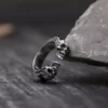 Zeta 65 Punk Retro Open Adjustable Double Skull Ghost Ring