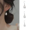 ADO 1piece 925 Sterling Silver Water Drop Pearl 8mm-12mm Drop Earring Fashion Minimalist Jewelry Accessory Party Gift