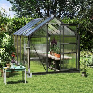 6.2 x 10.3 x 6.6 ELA Outdoor Greenhouse with Walk-in Vent Door for Backyard Garden Gray