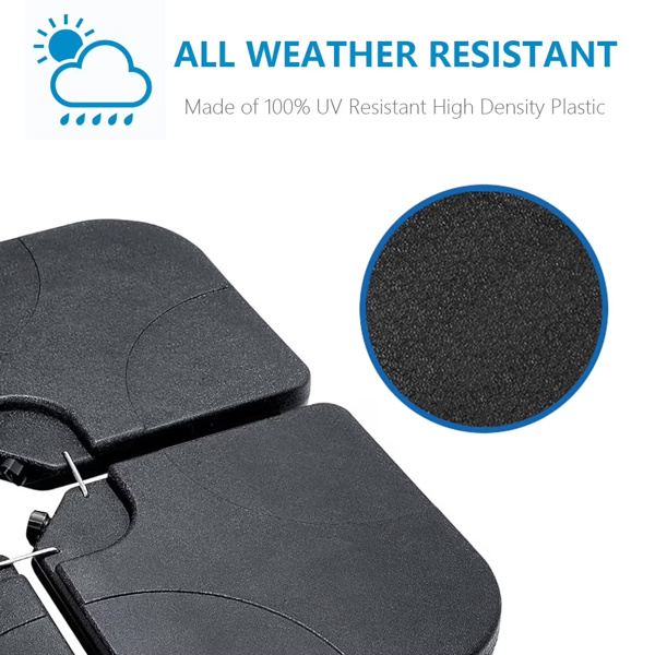 ELA 130 Lbs Outdoor Cantilever Umbrella Base, 4-Piece Square Offset Umbrella Stand Plate Set, Water And Sand Fillable, Black (Shipment From Walmart) - Image 3