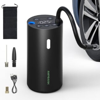 ELA  AMPBANK AT004 Smart Portable Tire Air Pump For Cars, Motorcycles, Bicycles And Balls With Pressure Gauge And LED Screen For Fast Inflation