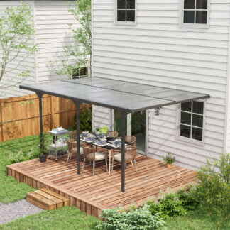 ELA  16.5 x 10 Outdoor Polycarbonate Pergola, Transparent UV Blocking Awning, Hardtop Deck Gazebo, Aluminum, Gray