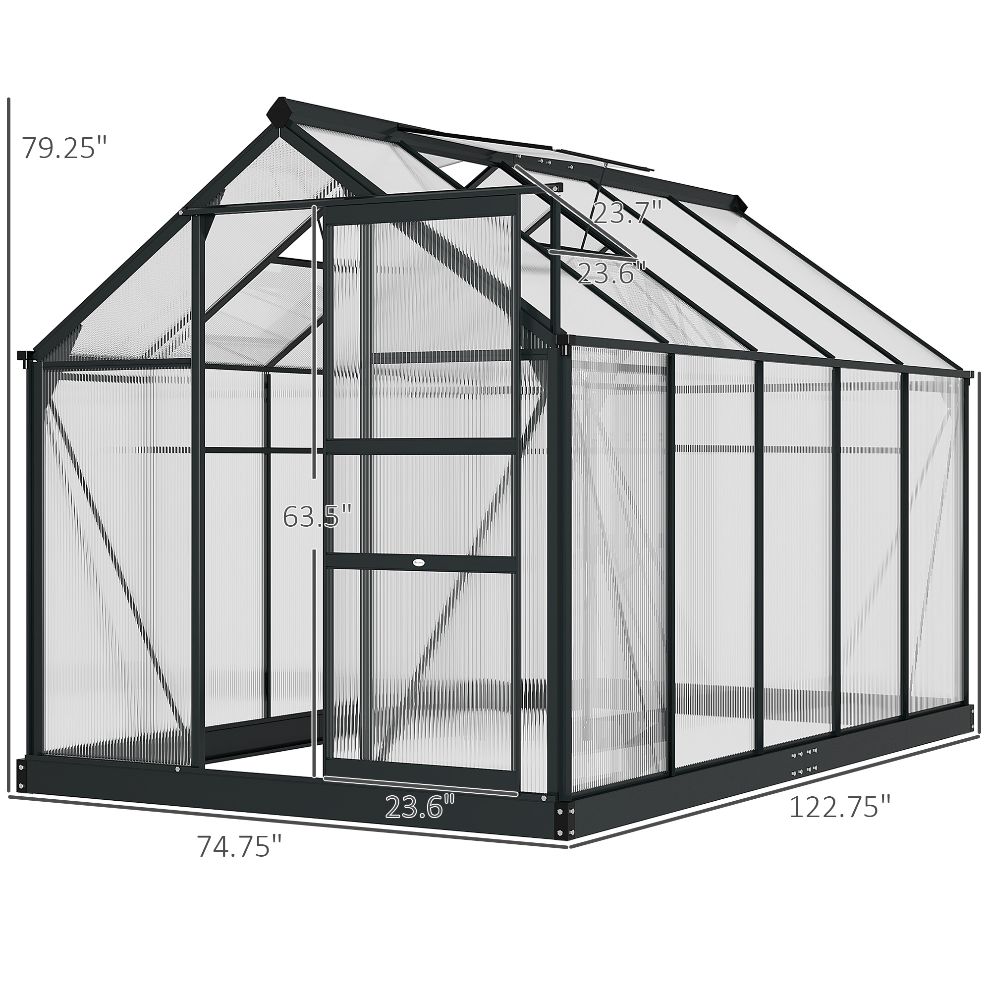 6.2 x 10.3 x 6.6 ELA Outdoor Greenhouse with Walk-in Vent Door for Backyard Garden Gray - Image 4