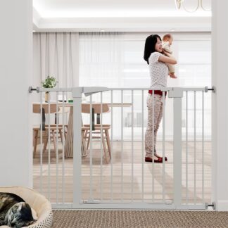 ELA High White Child Safety Gate For Baby Door Barrier With Extensions