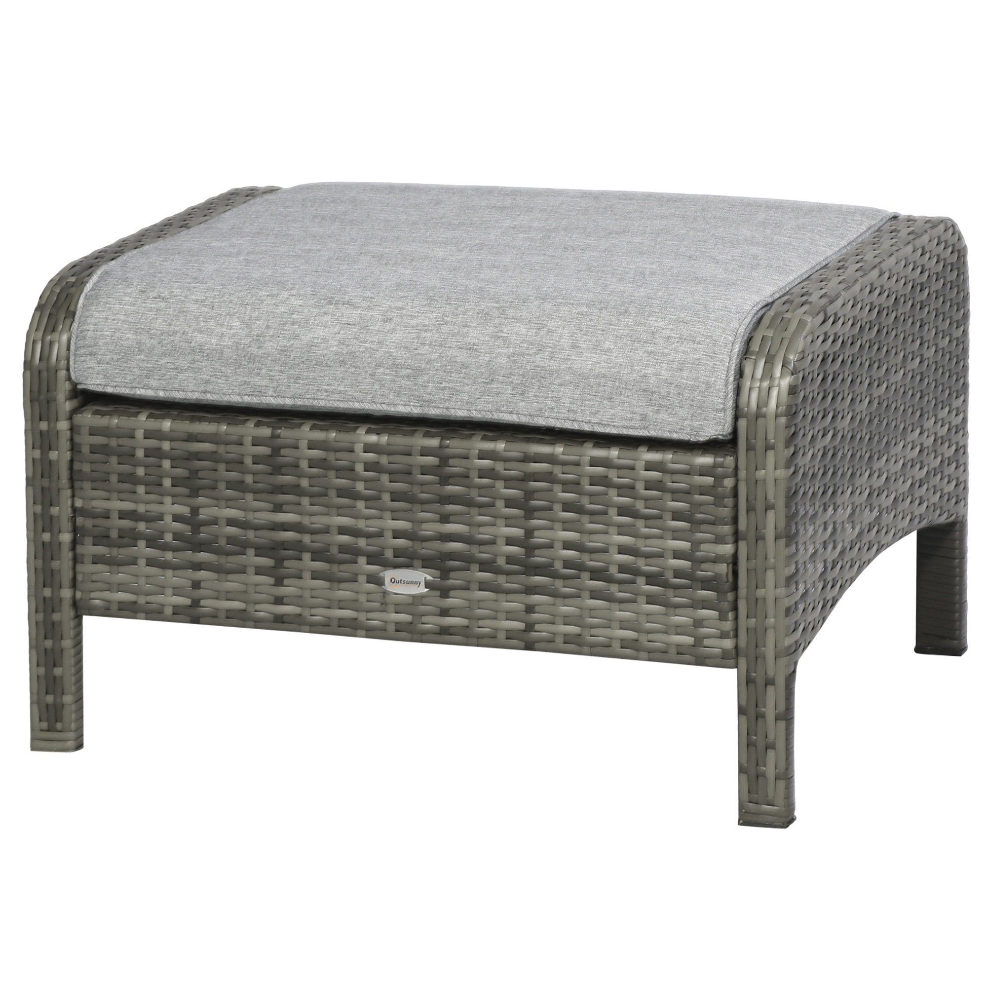 ELA 5 Pieces Rattan Wicker Lounge Chair Outdoor Patio Conversation Set with 2 Cushioned Chairs, 2 Ottomans and Tempered Glass Top Coffee Table, Gray/Light Gray - Image 2