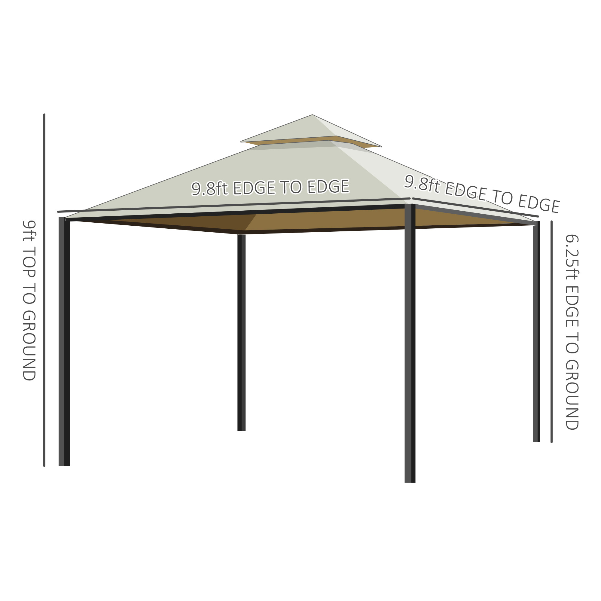 ELA 10 x 10 Steel Outdoor Patio Gazebo with Polyester Privacy Curtains, Two-Tier Roof for Air, Large Design - Image 6