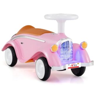 ELA Kids Ride On Sliding Car, Foot-to-Floor Toy With LED Lights & Horn (Pink 19-36 Months)