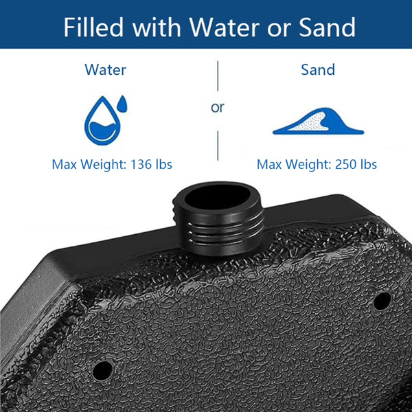 ELA 130 Lbs Outdoor Cantilever Umbrella Base, 4-Piece Square Offset Umbrella Stand Plate Set, Water And Sand Fillable, Black (Shipment From Walmart) - Image 5