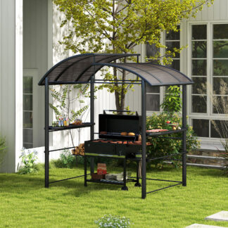 ELA  8 x 5 Outdoor Grill Gazebo Canopy Shelter with Vented PC Roof, Side Shleves