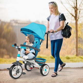 5-in-1 Detachable ELA Baby Stroller Tricycle With Round Canopy-Blue