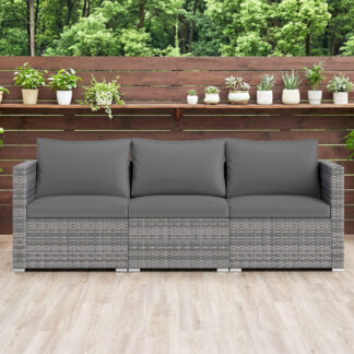 ELA 3 Pieces Patio Sectional Sofa Set PE Rattan Modular Couch Furniture Set With Soft Cushions Accommodates Up To 400 Lbs For The Patio, Garden, Poolside And More