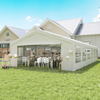 ELA  20 x 40 ft Heavy Duty Party Tent Outdoor Gazebo Wedding Tent Event Shelter Carport BBQ with Removable Sidewalls & Windows, Outside Waterproof Canopy for Parties, White
