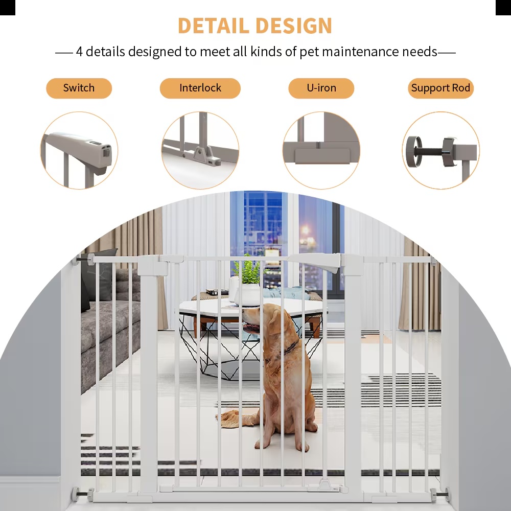 ELA High White Child Safety Gate For Baby Door Barrier With Extensions - Image 3