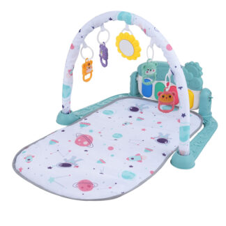 ELA Baby Play Mat With Piano Keyboard & Deatchable Hanging Toys, Kick And Play Musical Activity Gym, Tummy Time Crawling Mat For Infants 0-12 Months, 4 Colorful Hanging Toys And Sun Flower Mirror