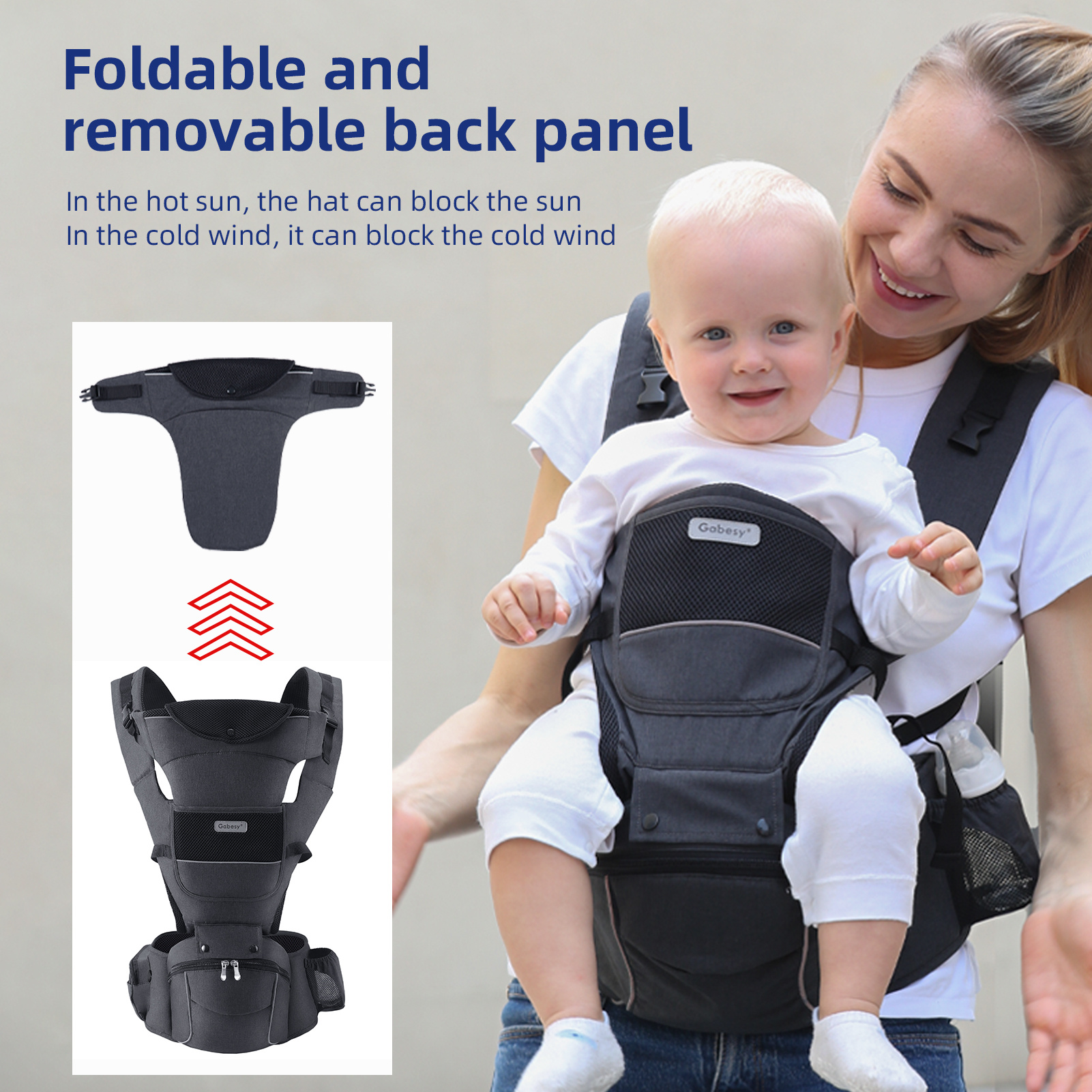 ELA 1 Infant Growth Harness For Newborns To Toddlers 0 - 44 Pounds Detachable Board, Safety Reflective Strips, Front And Rear Baby Holders, Sling-style Harness, Suitable For Infants Aged 0 - 36 Months - Image 4