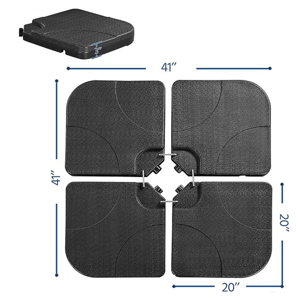 ELA 130 Lbs Outdoor Cantilever Umbrella Base, 4-Piece Square Offset Umbrella Stand Plate Set, Water And Sand Fillable, Black (Shipment From Walmart) - Image 2