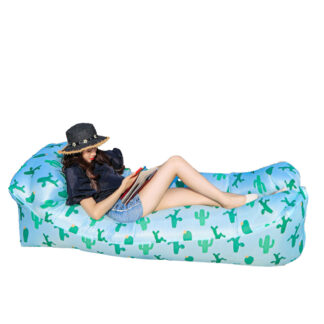 ELA  Inflatable Lounger Portable Foldable Polyester Fiber Comfortable Good Load Bearing Capacity Outdoor Air Chair For Hiking Picnic Music Festival Pillow Cacti 180x80cm / 70.9x31.5in