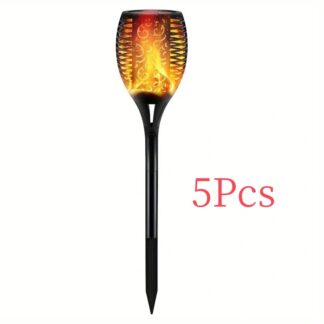 ELA 5pcs Solar Powered Garden Lights, Outdoor Solar Pathway Torch Light With Flickering And Dancing Flame Light Landscape Lighting For Christmas Halloween