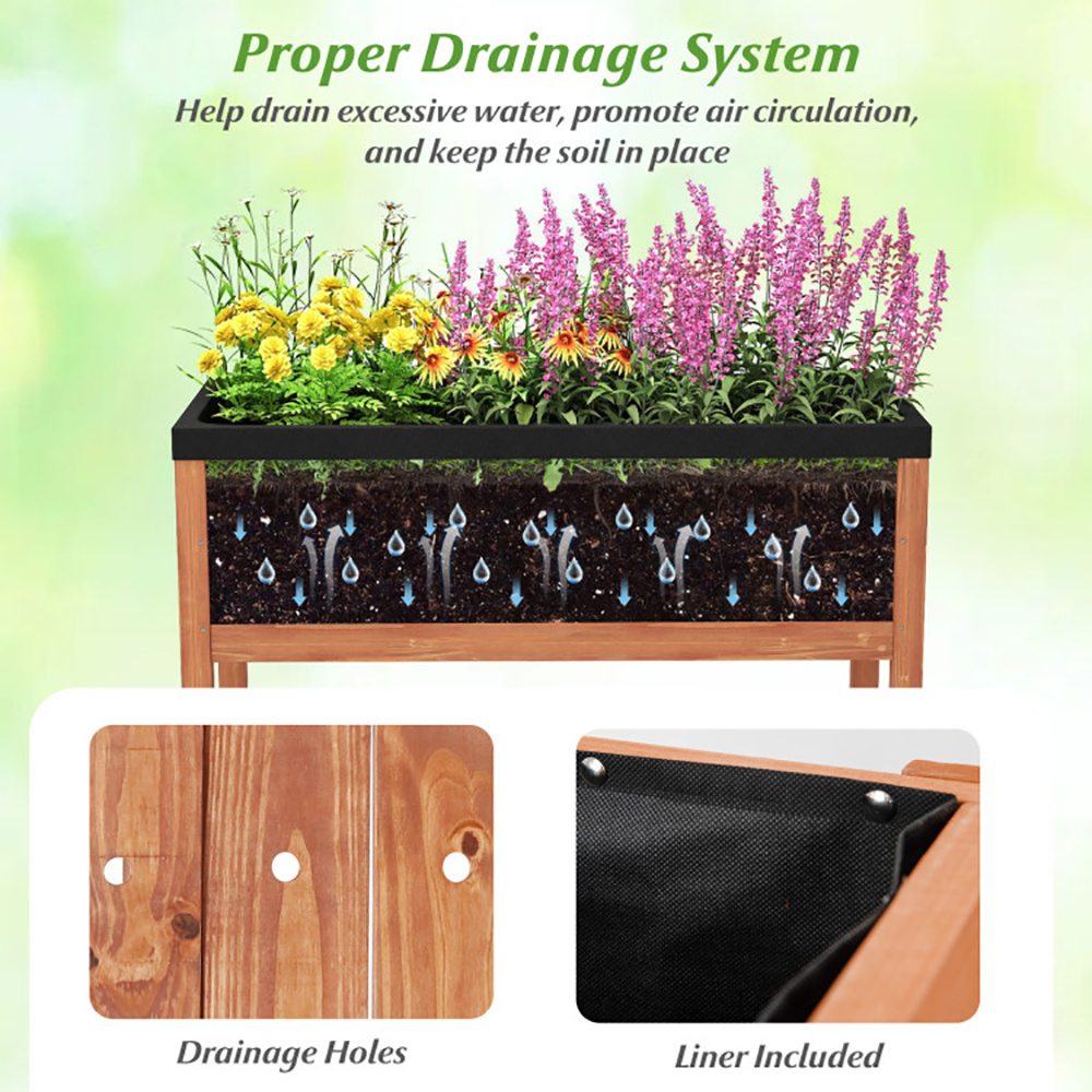 ELA Wooden Raised Garden Bed With Storage Shelf And 220 LBS Capacity - Image 7