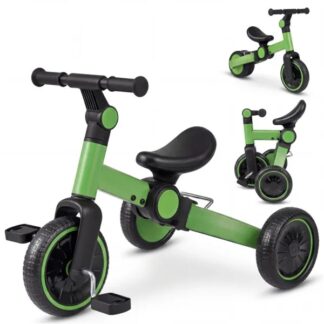 ELA 5-In-1 Foldable Toddler Tricycle, Adjustable Handlebar & Ergonomic Seat With Removable Pedals - Green